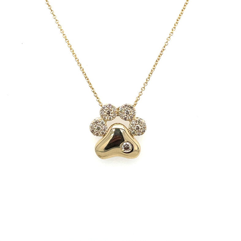 KE VUAB ;32CTW PAW PRINT PENDANT/CHAIN CONTAINING: 33 ROUND NUDE DIAMONDS; 14KY CHAIN INCLUDED
